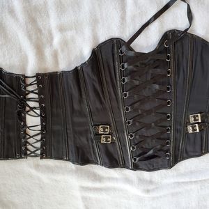 Black corset with vinyl details/buckles